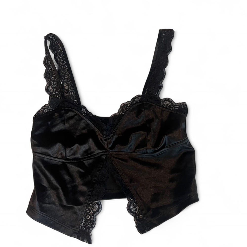 Forever 21 Black Crop Top with Lace Trim